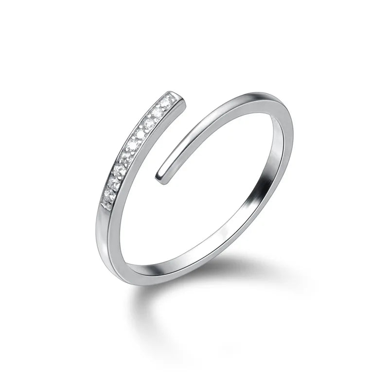 Sleek Diamond 925 Sterling Silver Rings for Women Simple Silver Rings Jewelry