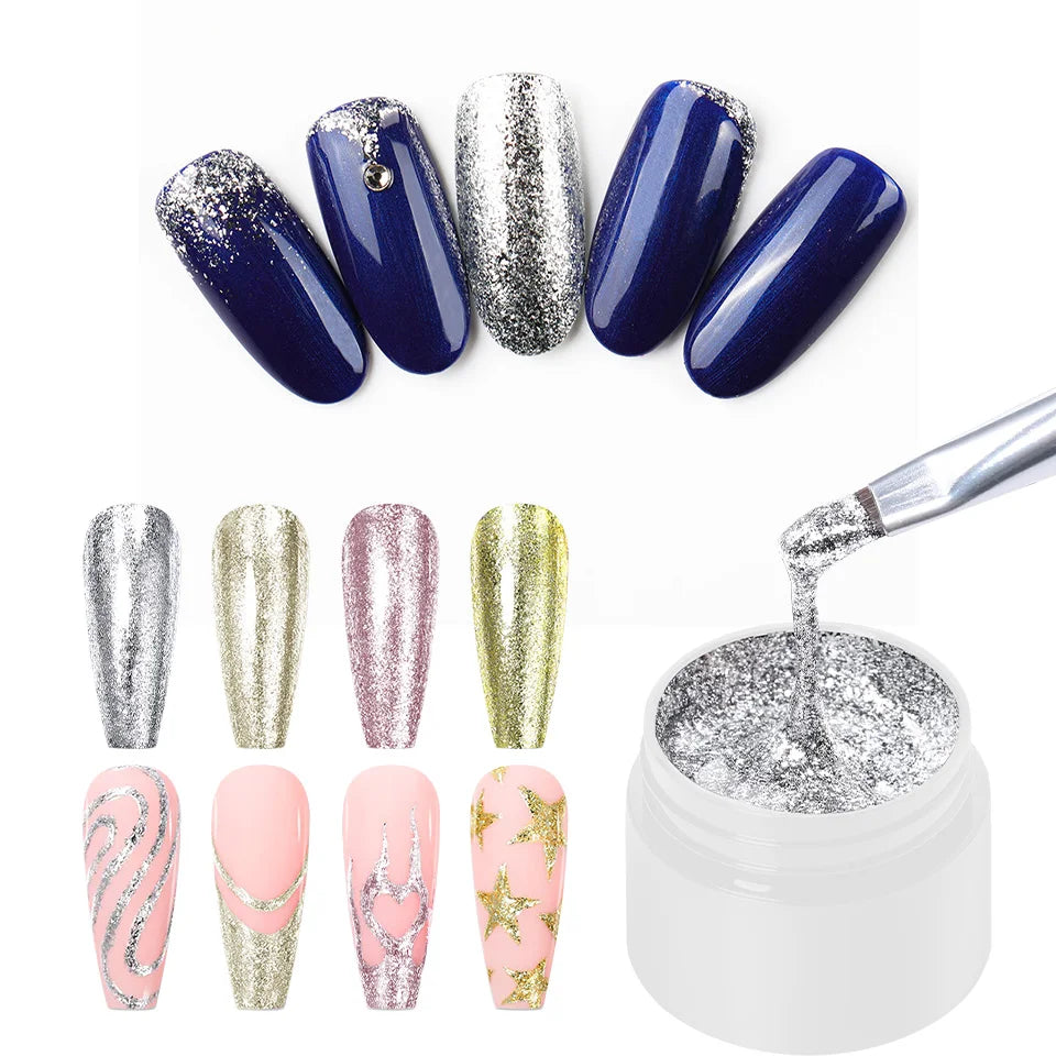 4 Color Glitter Gel Nail Polish Japanese Nail Drawing Liner Gel Painting Platinum Gel