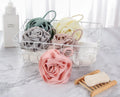 Low Price Factory Wholesale Rose Shape Multi Color Optional Flower Shape Shower Loofah Puff Mesh Exfoliate Bath Sponge