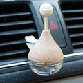 6ml Empty clear Car Diffuser with Flower Reed Wooden Lid Perfume Glass Car Vent Clips air Freshener