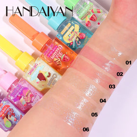 Cute Ice Cream Lip Gloss Colorless Glitter Lip Glaze Long Lasting Moisturizing Not Greasy Lipstick Color Changing Lip Oil Makeup