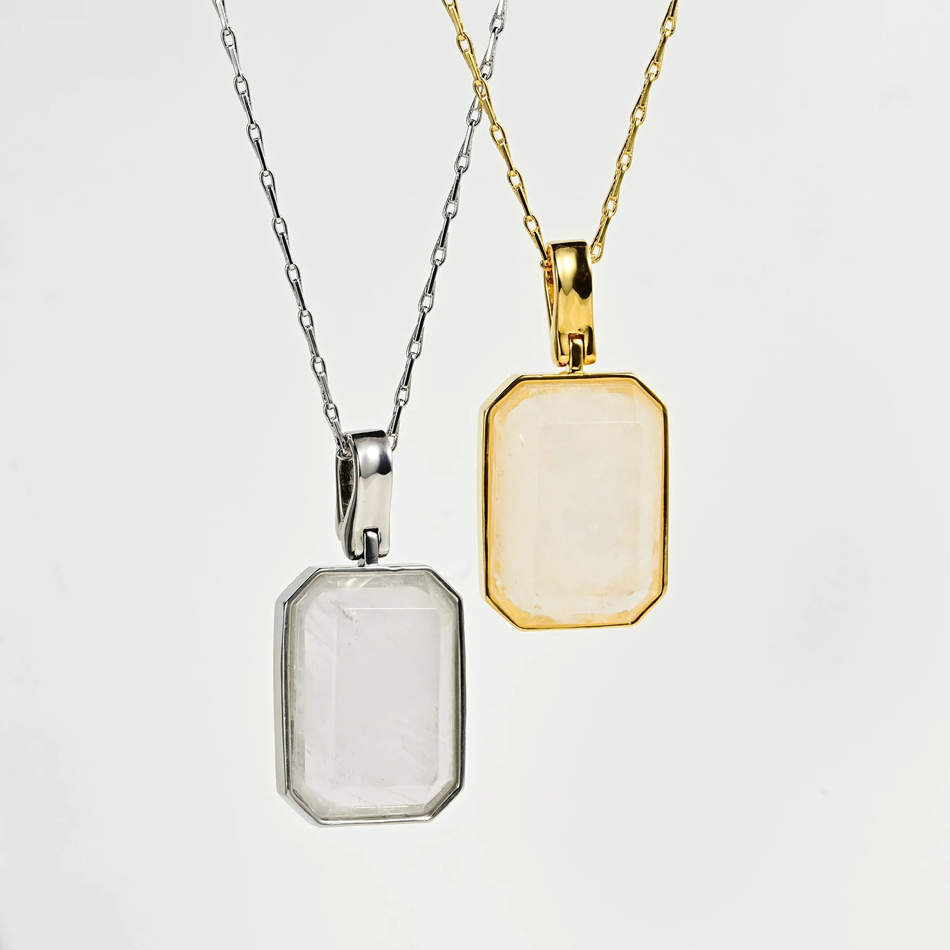 2025 New Fashion Natural Square Crystal Pendant Long Chain Necklace for Women Jewelry Factory Wholesale