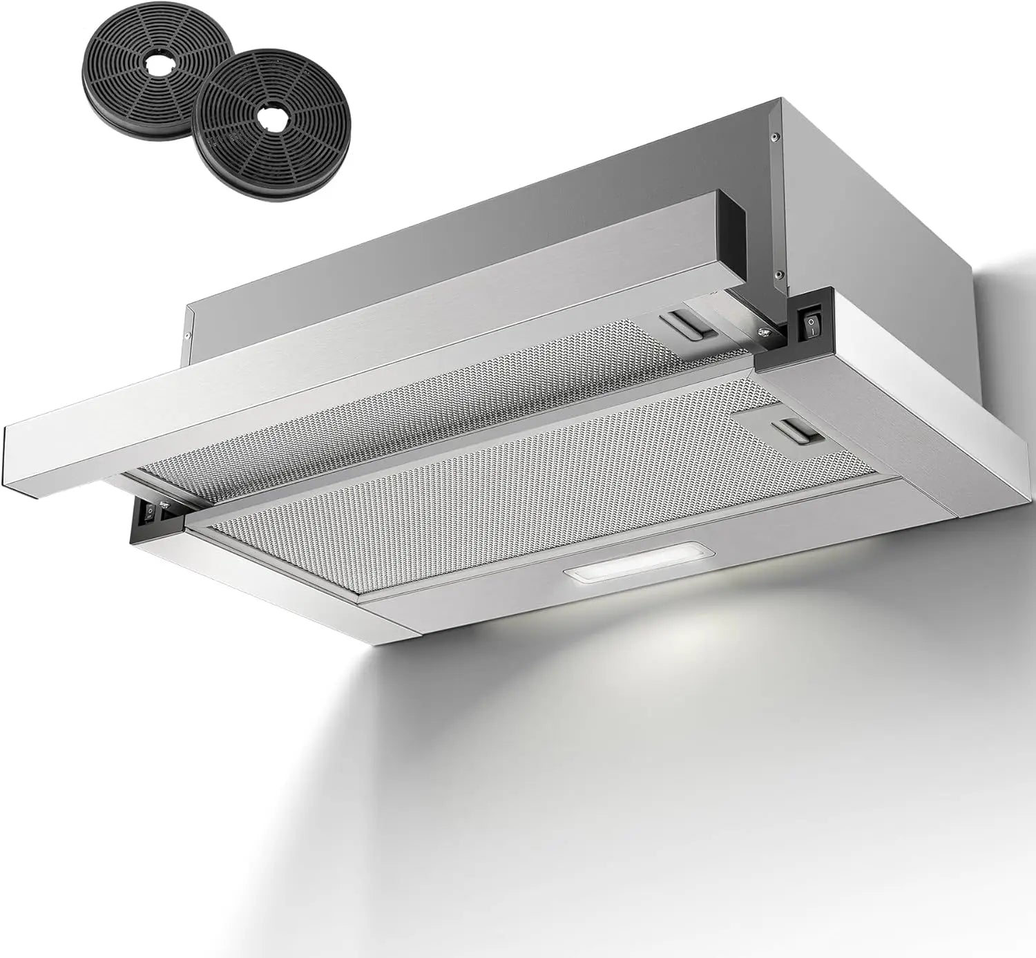 KICHPOWER 60 Cm Range Hood Flat Screen Hood with 620 M³/h Airflow Flat Exhaust/Recirculation Hood LED Lighting