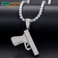 Dropshipping Iced Out Moissanite Pistol Gun Pendant 925 Sterling Silver VVS Lab Diamond Hip Hop Jewelry Gift MegaBDM