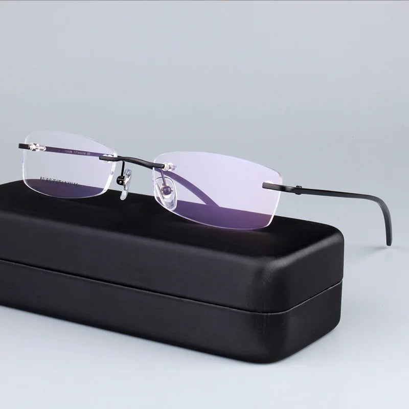Wholesale Fashion Rimless Pure Titanium Eye Glasses Frames Women Men Spectacle Optical Eyeglasses Frames