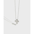 Simple Jewelry 925 Sterling Silver Smooth Faced Cross Pendant Necklace Tiny Solid Plain Cross Pendant Necklace