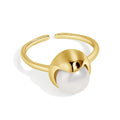 Hypoallergenic Freshwater Pearl Custom Tarnish Free Statement Adjustable Open Wedding Set 925 Sterling Silver Ring