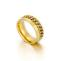 KALEN Personality Fashion Chain Ring Men 18k Gold Plating Charms Stainless Steel Jewelry Ring
