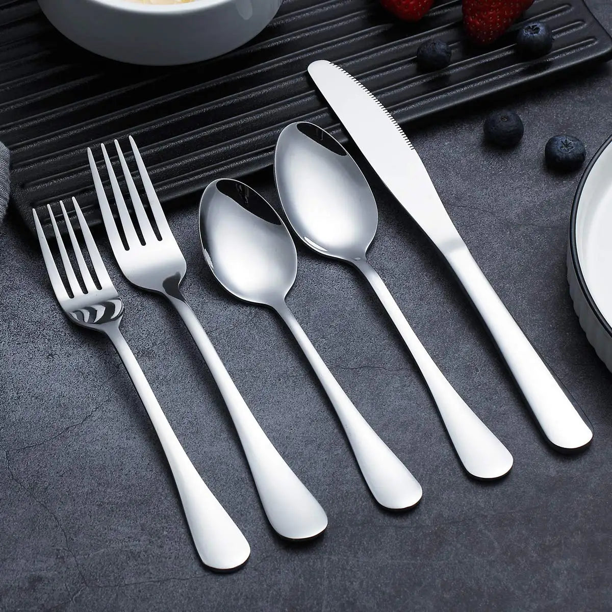 Custom Stainless Steel Traditional Cutlery Sets Wedding Silverware Weddings Tableware Travel Silver Flatware Set