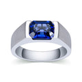 Customm Jewelry MSR-1506 PT950 halo Ring Emerald Shaped Lab Grown Sapphire Ring
