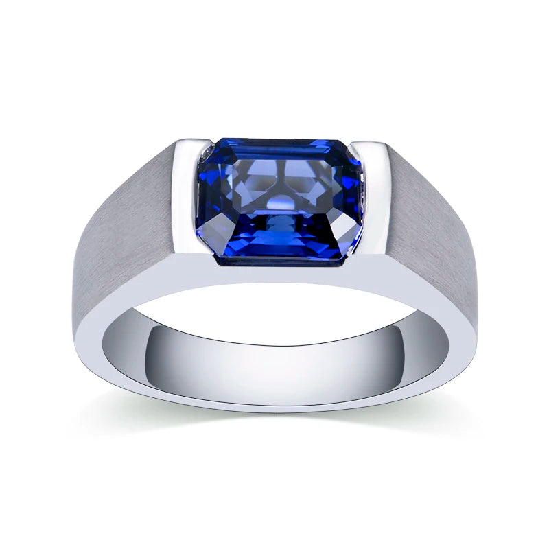 Customm Jewelry MSR-1506 PT950 halo Ring Emerald Shaped Lab Grown Sapphire Ring