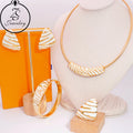 New Arrival 18k Gold Plated Jewelry Stainless Steel  Necklace Earrings Ring Women Earrings Jewelry Set Hot Fashion