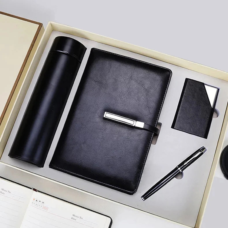 2025 Hot Sale Personalized Corporate Business Gift Sets Custom Logo Stainless Steel PU Leather Promotional Office Men Gifts