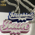 Fashion Custom Name Acrylic Name Necklace Double Layer Glitter Personalized Color Gold Plated Hip Hop Jewelry