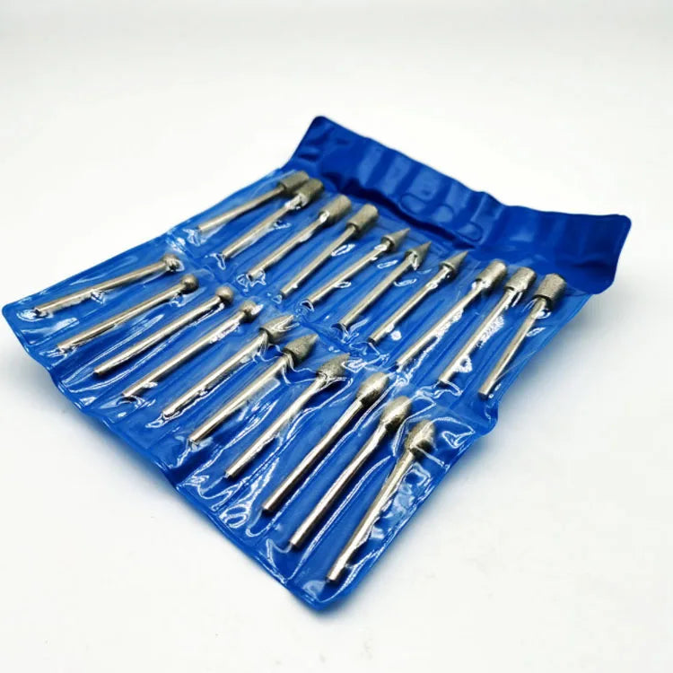 20pcs 6mm Diamond Burr Grinding Head Mounted Point Engraving Drill Bit for Dremel Rotary Tools Glass Stone Jade