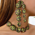 New Colorful Leopard Print Irregular Circular Necklace earring set for Women Wholesale Jewelry
