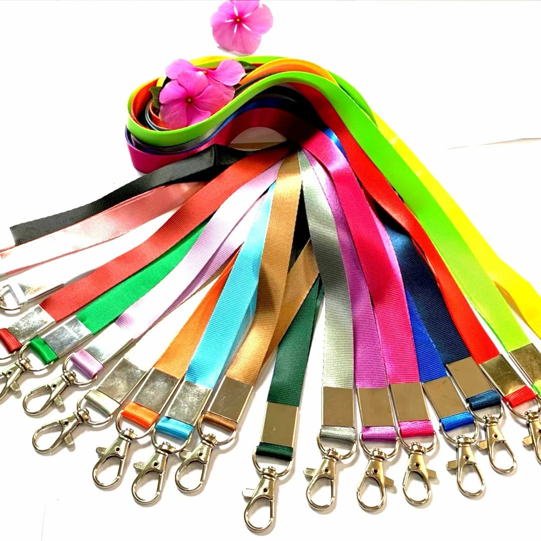 Anti Tensile Metal Buckle Orange Colorful Heat Transfer Thicken Polyester Lanyard Sling Name Tag Card Holder Strap Welcome Gifts