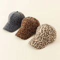 Custom logo Winter 6 Panel Hat Men Women Acrylic Leopard Print Baseball Cap