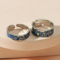 Romantic Van Gogh's Sky Design Adjustable Open Rings Couple Engagement Wedding Band Unique Friendship Rings for Unisex