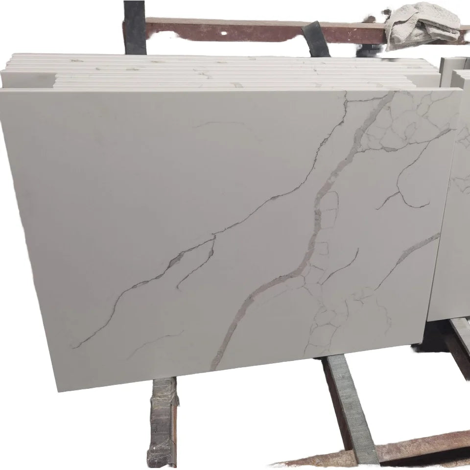Modern Design 93% Natural Quartz Grey Kitchen Countertops Prefab Worktops Vanity Tops Customized 20mm/30mm Polished 3-year