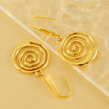 Retro Fashion Designer Stainless Steel Gold Round Geometric Spiral Earrings for Women