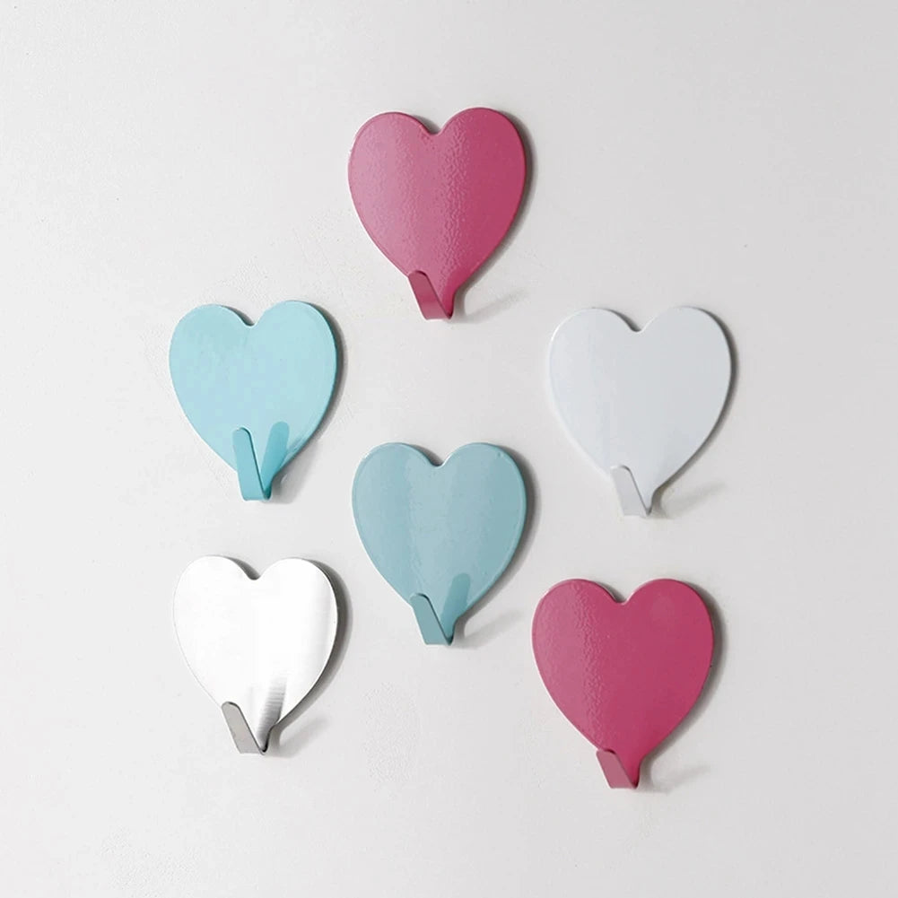 Multifunctional Self Adhesive Door Hook Coat Hooks Heart Shaped Decorative Wall Hooks