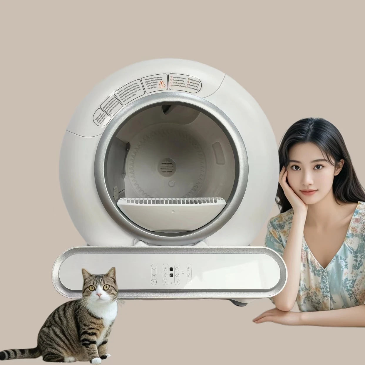 Smart Self-Cleaning Cat Litter Box Automatic Plastic Round Automatic Toilet App-Controlled Easy Clean 10kg Weight