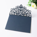 Hollow Folded Pocket Laser Cut Wedding Invitation Card Dark Blue Matte Paper Greeting Card Customize Business Card