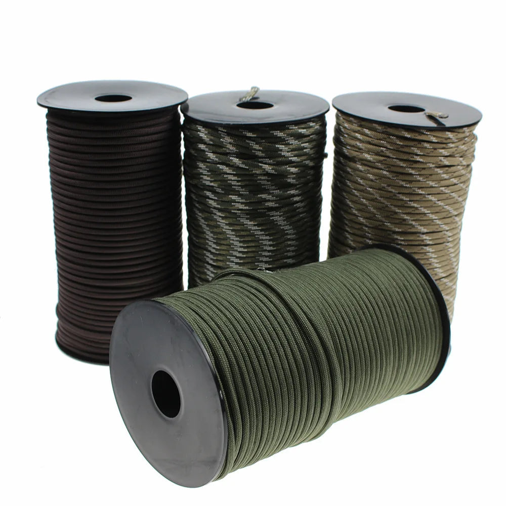 Outdoor 4 mm 7 Core 100meters Paracord Rope 4mm Outdoor Polyester Parachute Cord Camping Survival Umbrella Tent Bundle
