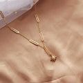 Fashion 18K Gold Plated Stainless Steel Tassel Necklace Jewelry Office Temperament Zircon Star Pendant Necklace for Women