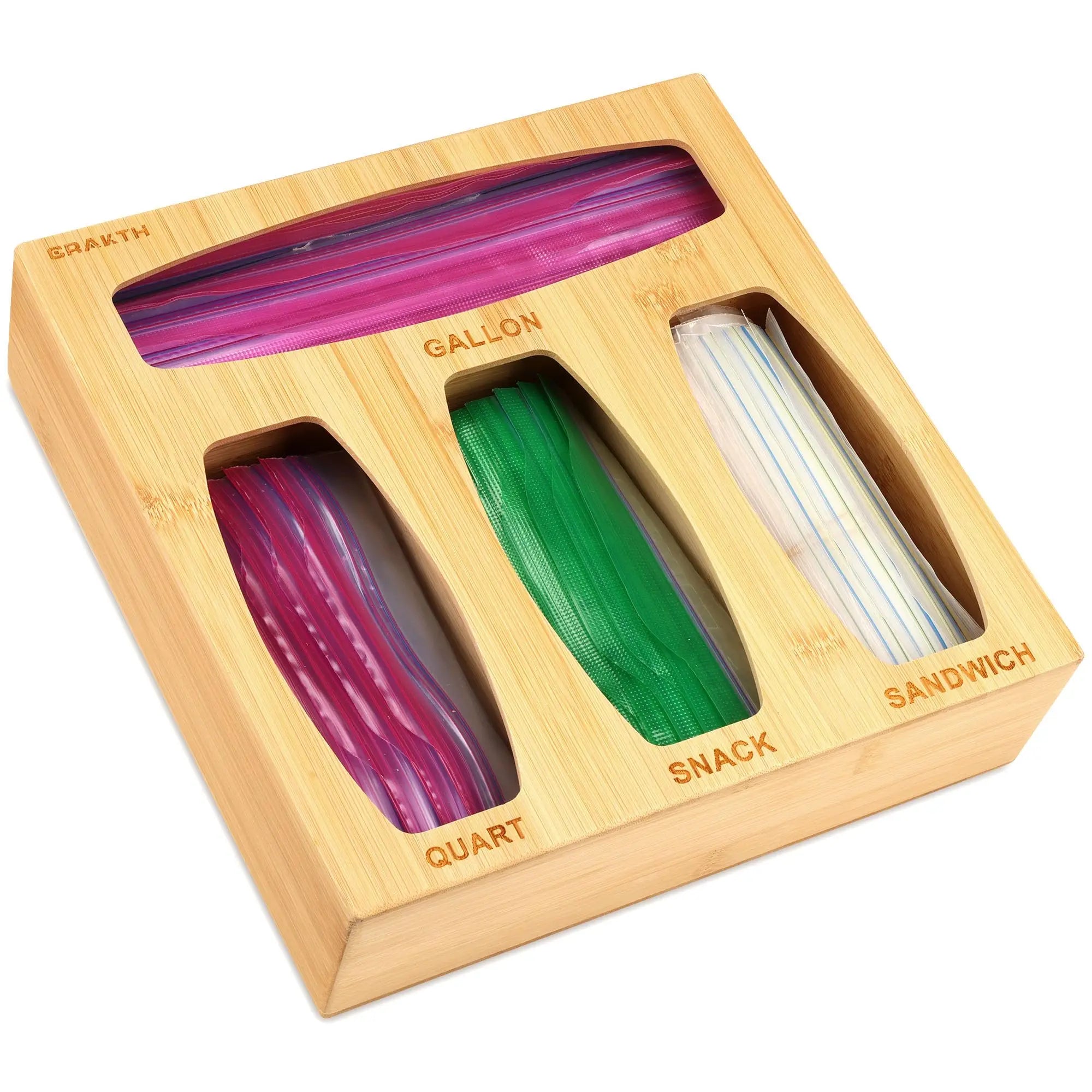Bamboo Flexible Ziplock Bag Organizer for Food Storage Eco-Friendly Durable Heatable Kitchen Organization Large Capacity Variety