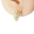 Fashion Chic Alloy Material 14k Gold Plated Zircon Beads Paving Tiny Half c Hoop Earring Daily Party Wedding Earrings for Brides