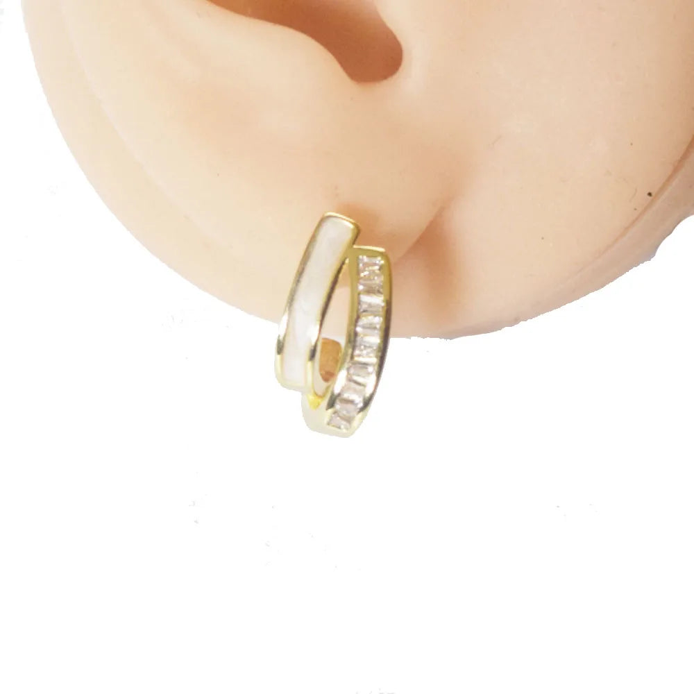 Fashion Chic Alloy Material 14k Gold Plated Zircon Beads Paving Tiny Half c Hoop Earring Daily Party Wedding Earrings for Brides