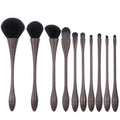 Private Label Synthetic Hair 10pcs Brown Wholesale Makeup Brushes Set with PU Bag