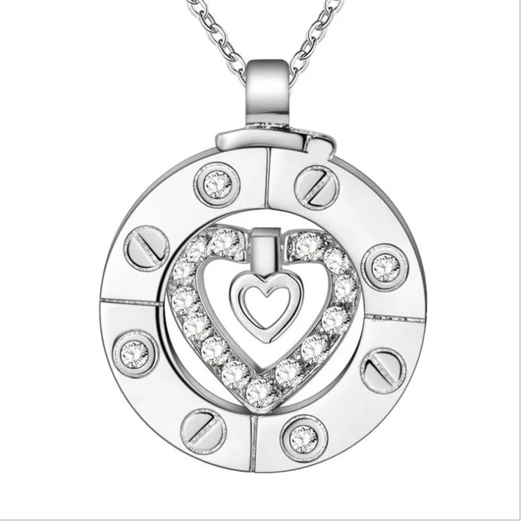 Stairway to Heaven Silver Necklace Heart Pendant Couple Necklace With Two Chains for Women Man Jewelry