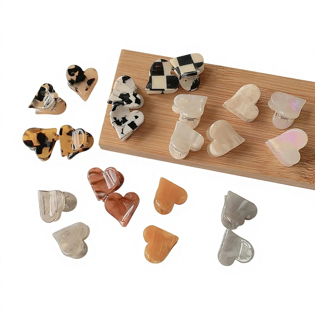 Leopard Hair Jaw Grip Hairpins Checkered New Mini Small Cute Plated Alloy Metal Clips Heart Hair Claw Sweet Women Girls Kids