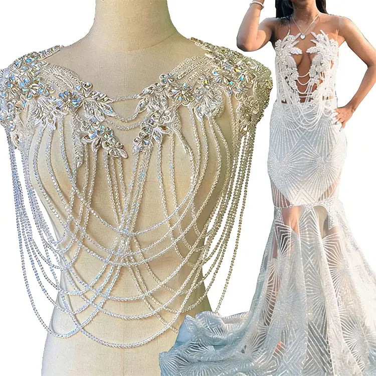 WDP-297 Keering Evening Prom Ball Gown Dress Sapphire Handmade Beads Fringe Blue Bridal Rhinestone Lace Appliques With Tassels