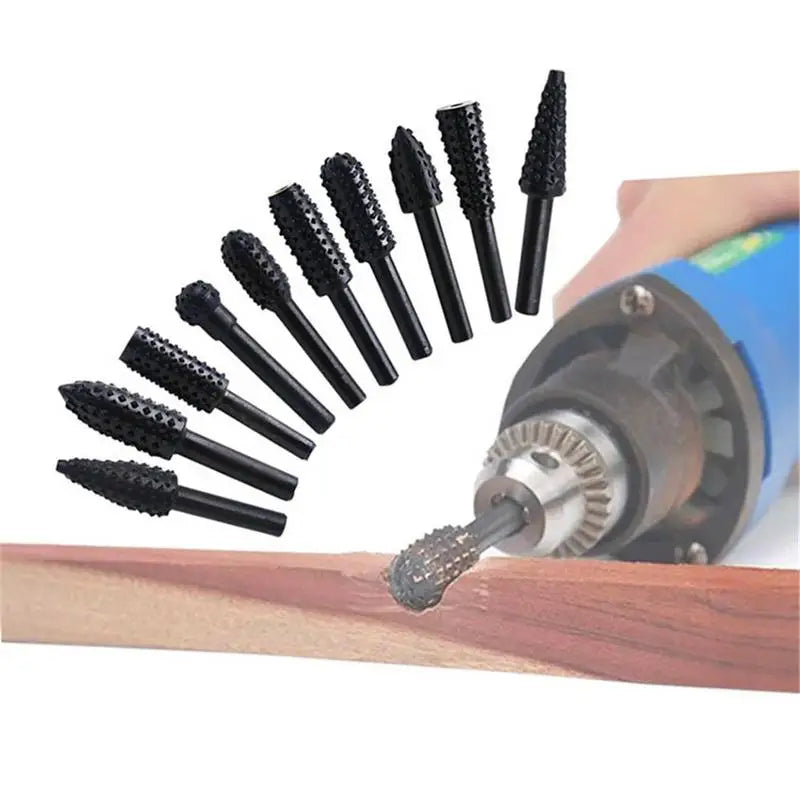 Set of 10pcs Woodworking Electric Rotary File Wood Carving Grinding Polishing Machine Tool Sanding Accessories for Your Projects MegaBDM