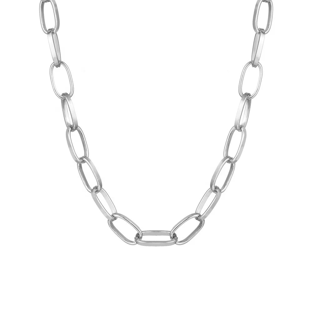 Fashionable Yiwu Jiuling Personality Gold Argent Plated Hip Hop Necklace Retro Punk Short Style Thick Chain Alloy Necklace