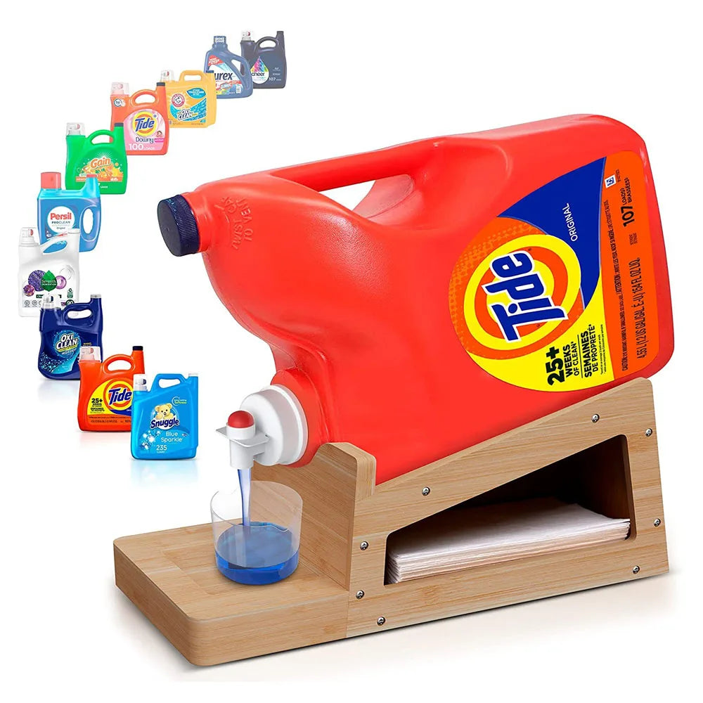 Wooden Laundry Detergent Holder  Dispenser and Drip Holder for Laundry Room Organization - Wooden Soap Cup Storage  Holder