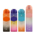 1000ML 1L 32oz square Plastic Tritan Motivational Fitness Gradient Color Sports Gym Drinking Water Bottle with Time Marker Straw