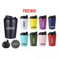 12oz Custom Printed Stainless Steel Vacuum Reusable Coffee Cup Thermal Beer Travel Mug Thermo Customised Logo for Gift