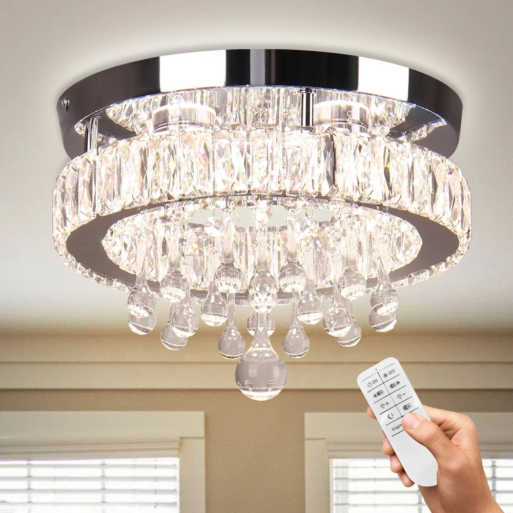 Modern Dimmable Remote Control Ceiling Chandelier Round LED Lights for Dining Table or Living Room for Home Use