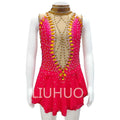 For LIUHUO Girls' Red Figure Skating Dress Ballroom Competition Dance Costume for Teens with Big Diamonds for Children