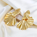New Design  Vintage  ZA Metal Gold Plated Fan Hoop Earring for Women Metal Flower Drop Earrings Statement Jewelry