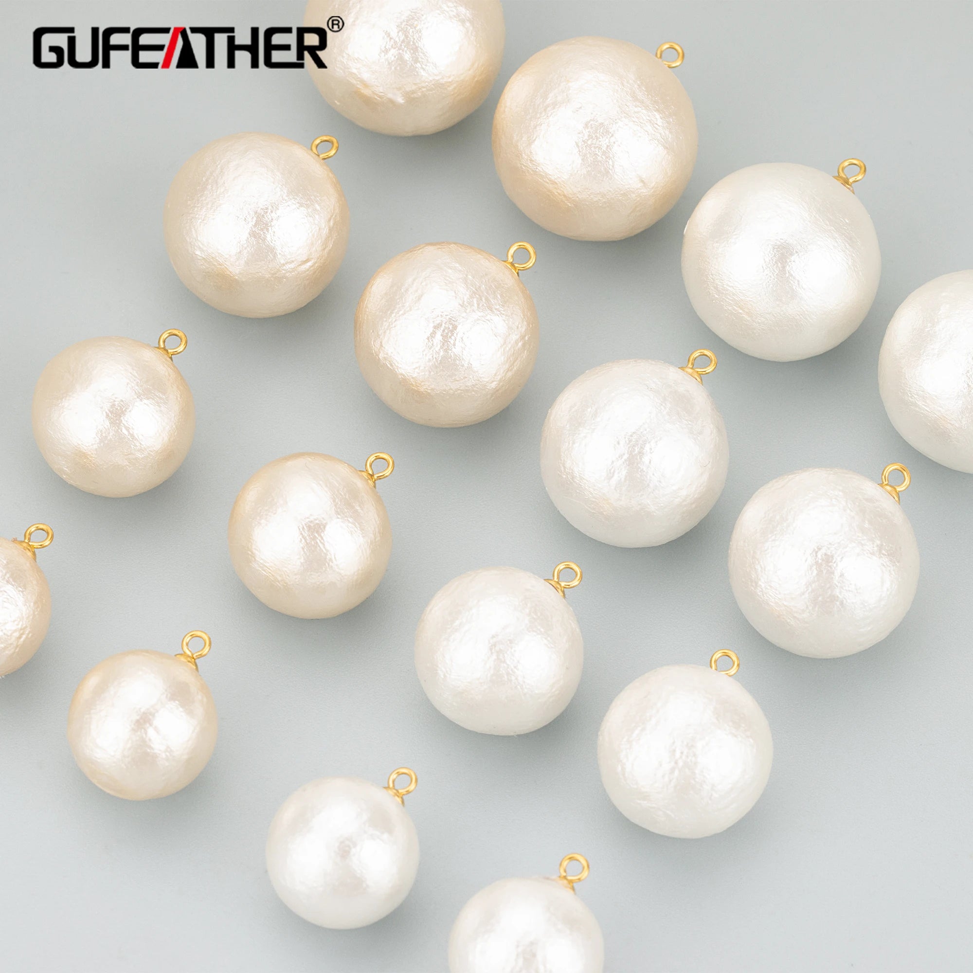 ME23 4pcs/Lot Women's GUFEATHER Jewelry DIY Accessories Handmade Cotton Pearl Charms with Stainless Steel Cap Pendant