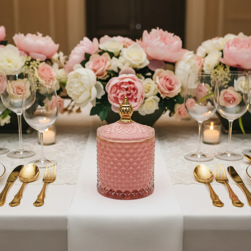 Wholesale Cylindrical Glass Candle Jar  with Lid Suitable for Weddings and Valentine's Day