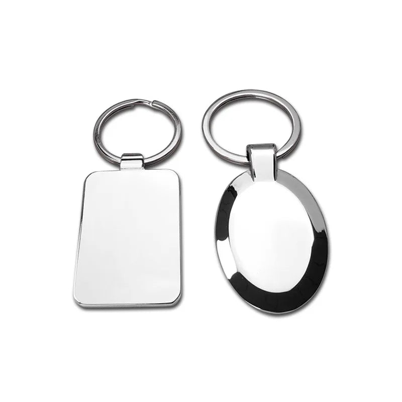 Promotional Gifts Custom Printed Epoxy Logo Laser Engraved Plate Stainless Steel Key Rings DIY Blank Metal Tags Keychain