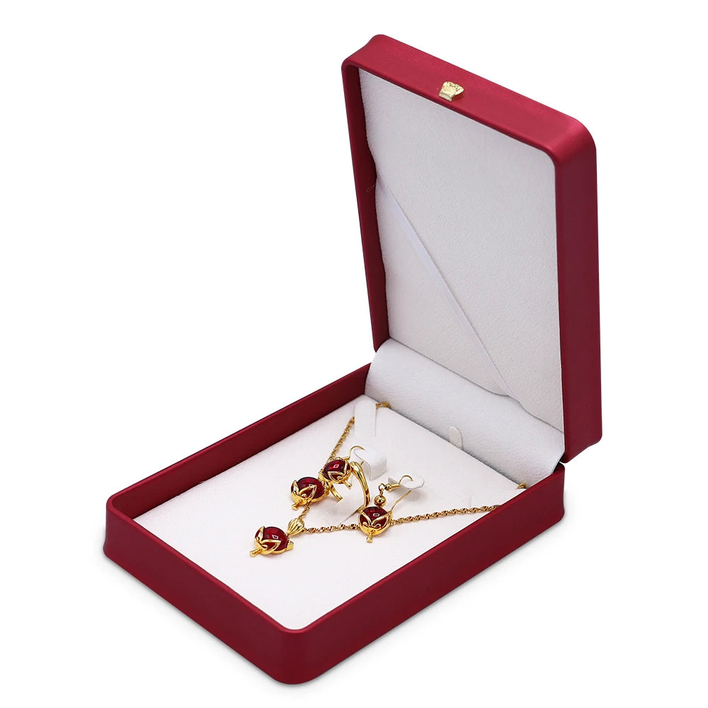 Square Red PU Leather Gift Necklace Boxes Packaging Ever Jewelry Custom Logo Bulk