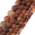 Wholesale 4mm-10mm Matte Frosted Red Rutilated Quartz Loose Stone Beads for Jewelry Making Diy
